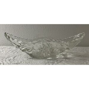 Vtg Anchor Hocking EAPG Star of‎ David Banana Split Gondola Scalloped Glass Bowl